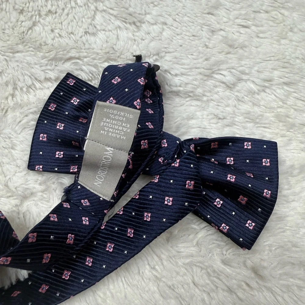 Nordstrom kids Dark Blue Bow Tie with Pink Accents
